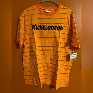 Mens XL Nickelodeon classic orange T-shirt with embroidery logo on chest NWT